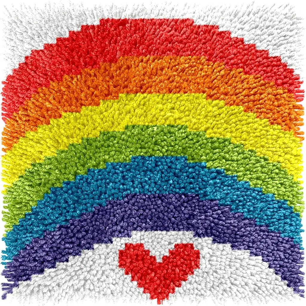 Children’s Rug Making Latch Hooking Pattern | Rainbow Heart (Download Only)