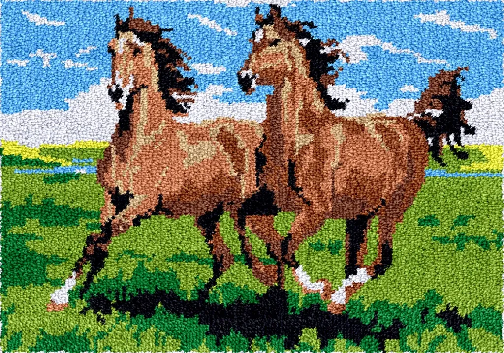 Rug Making Latch Hooking Kit | Running Horses (60x40cm)