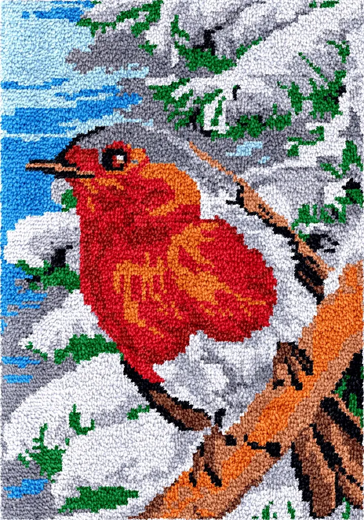 Rug Making Latch Hooking Kit | Winter Bird (87x61cm)