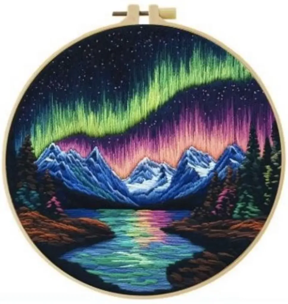 [A-SBS-CrossStichBegin-Aurora-framed] Cross Stitch Kits for Beginners | Aurora (20cm)