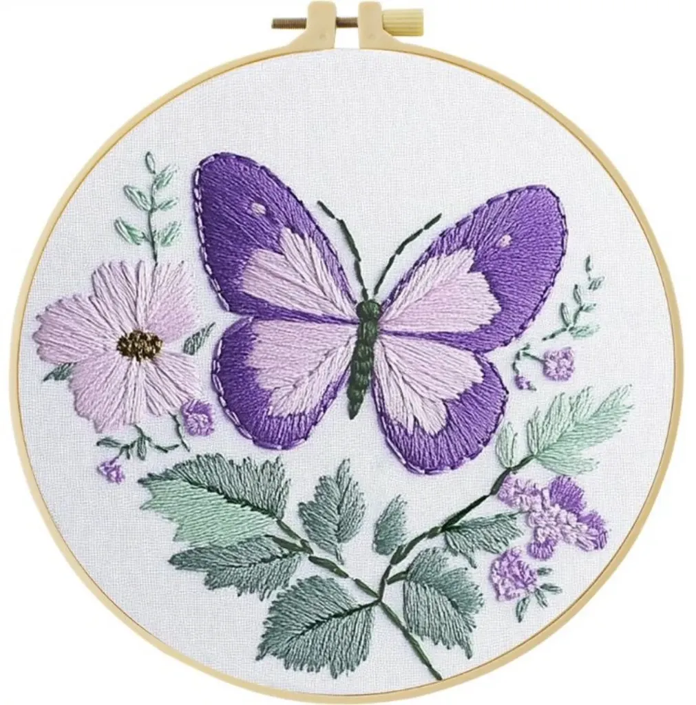[A-SBS-CrossStichBegin-Butterfly-framed] Cross Stitch Kits for Beginners | Butterfly (20cm)