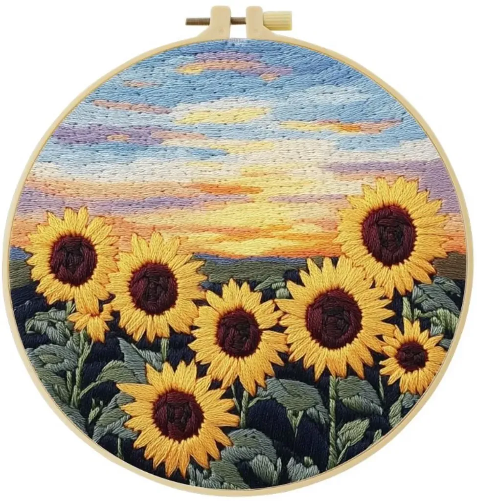 Cross Stitch Kits for Beginners | Sunflowers at Sunrise (20cm)