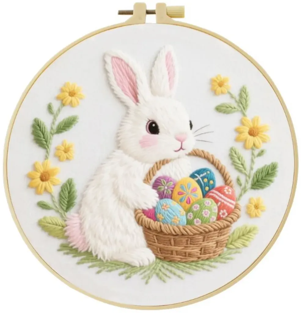 [A-SBS-CrossStichBegin-EasterBunny-framed] Cross Stitch Kits for Beginners | Easter Bunny (20cm)