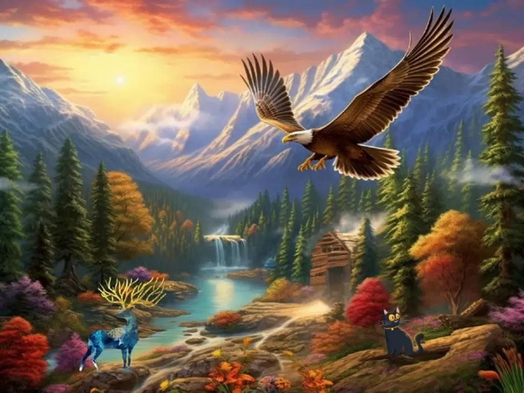 [HBH-MounatinEagle-40x50-cot-11] Cross Stitch Needlework Embroidery Kit | Mountain Eagle (40x50cm Printed Canvas) (11CT)