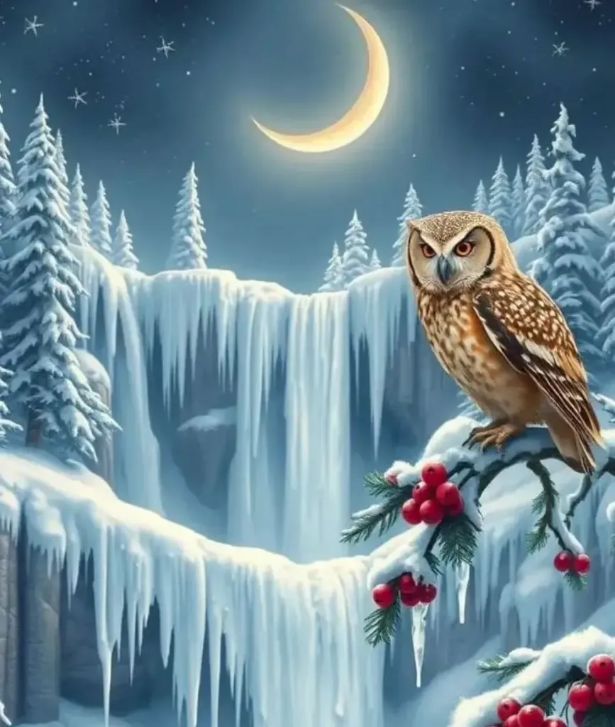 Cross Stitch Needlework Embroidery Kit | Winter Owl (40x50cm Printed Canvas)