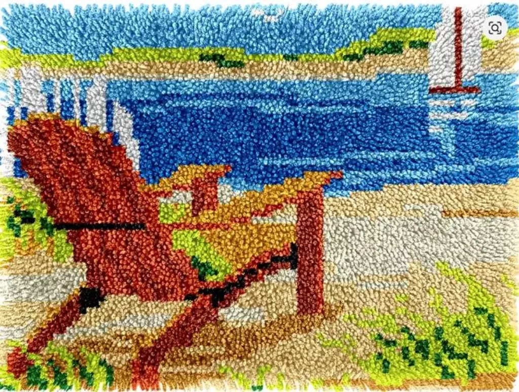 Rug Making Latch Hooking Kit | Chair on Beach (52x38cm)