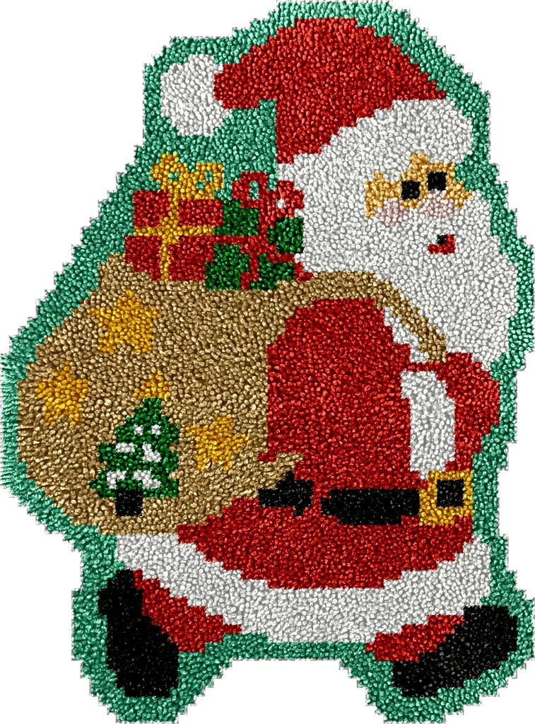 [SHU-SantaCarryGifts-52x38-blank] Rug Making Latch Hooking Kit | Santa Carry Gifts (52x38cm) (Blank Canvas)