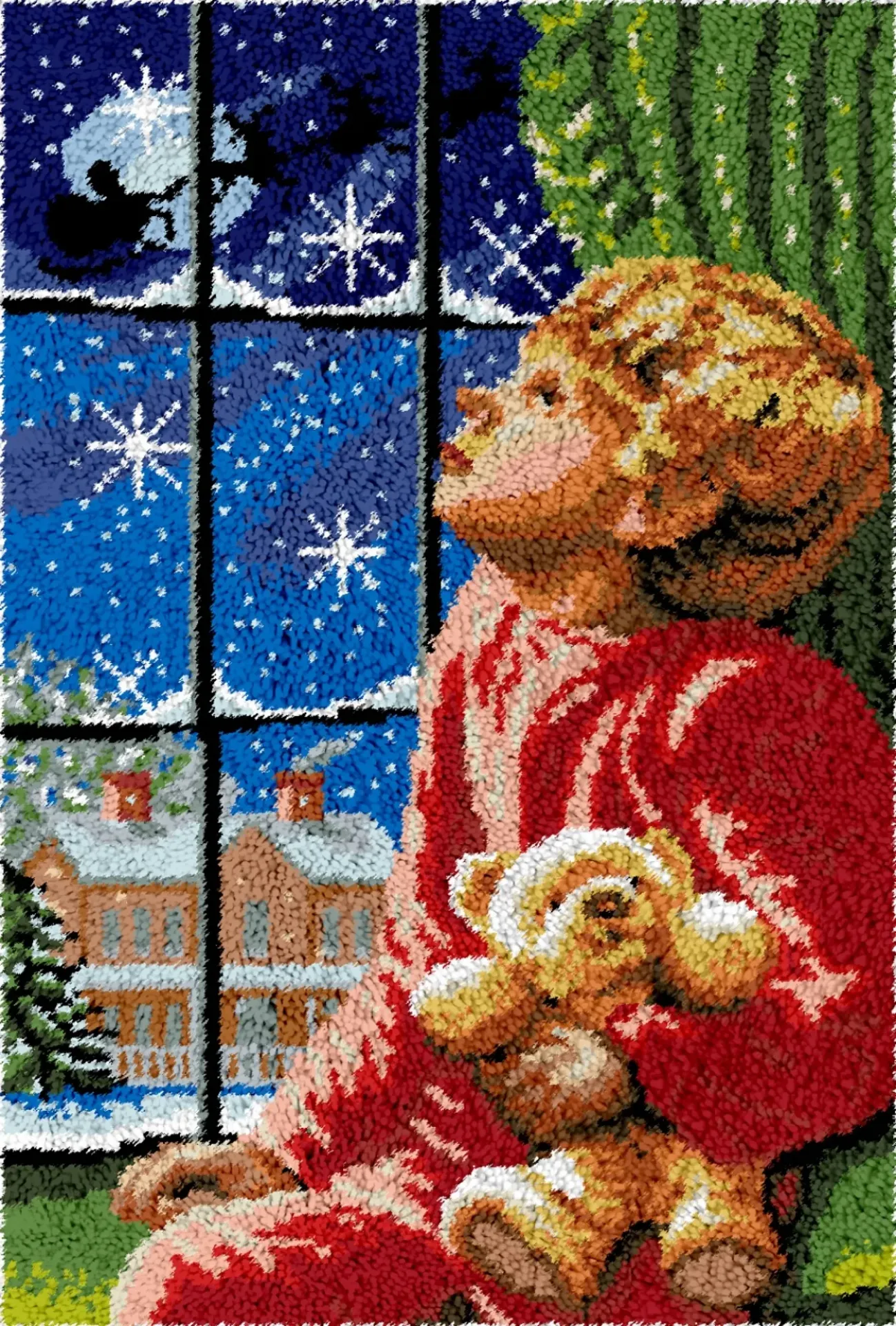 [SHU-waitingforsanta-102x69-blank] Rug Making Latch Hooking Kit | Waiting for Santa (102x69cm) (Blank Canvas)