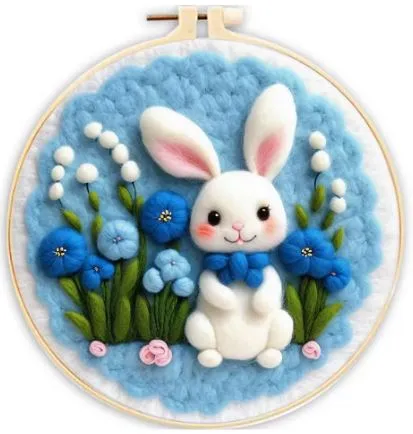[A-GPS-FELT-Rabbit-20] Wool Felting Kit for Beginner | Rabbit (20cm with Frame)