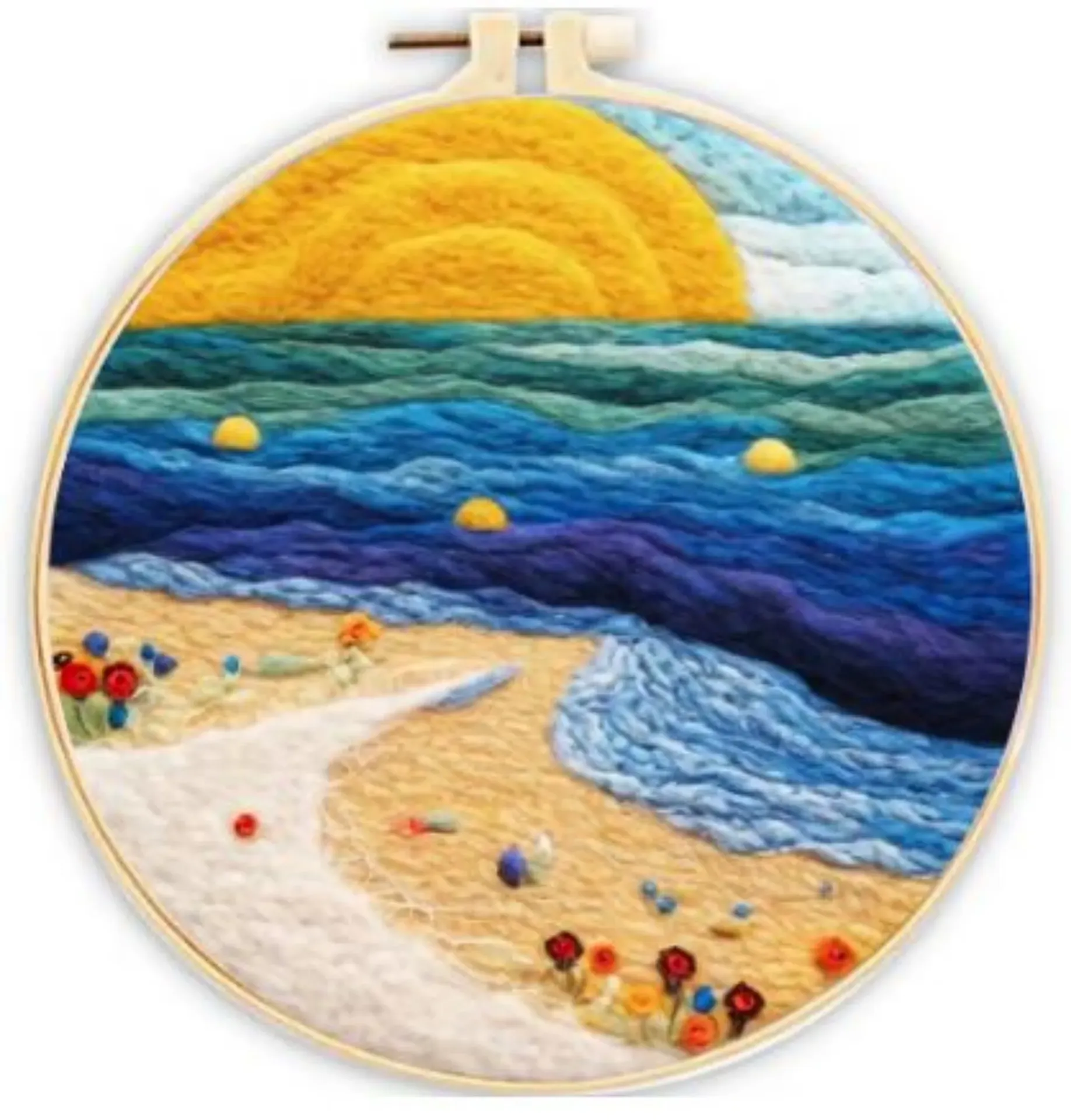 [A-COS-FELT-Beach-20] Wool Felting Kit for Beginner | Beach (20cm with Frame)