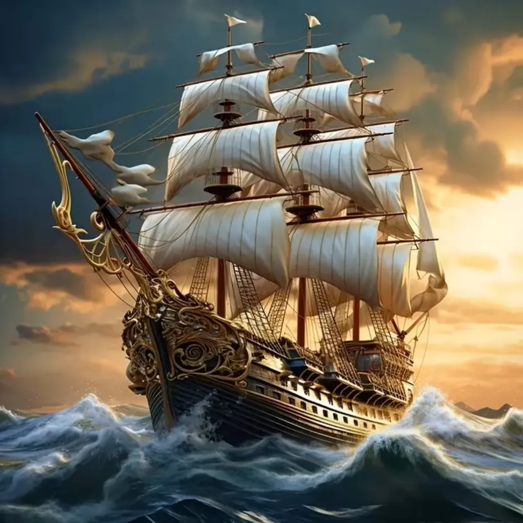 Cross Stitch Needlework Embroidery Kit | Sailboat (35x35cm Printed Canvas) (11CT)