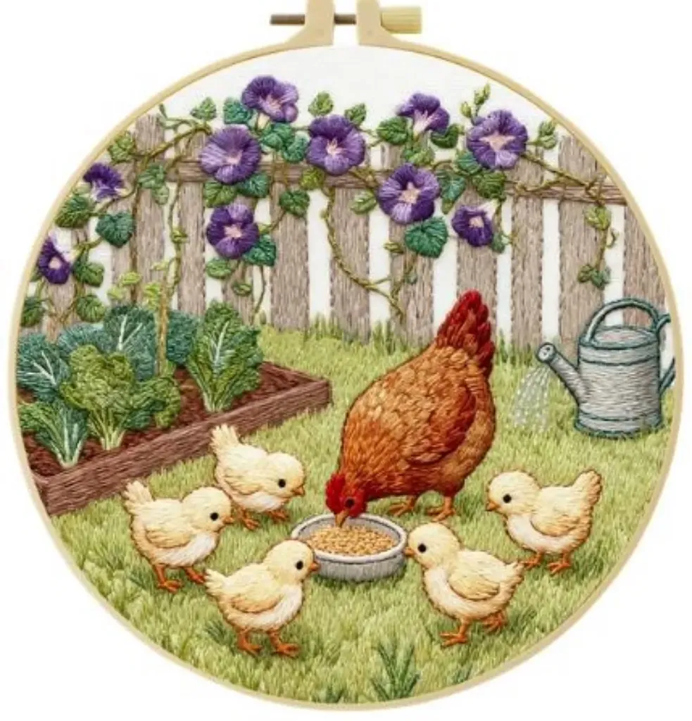 [A-SBS-CSBEGIN-Chickens-20] Cross Stitch Kits for Beginners | Chickens (20cm)