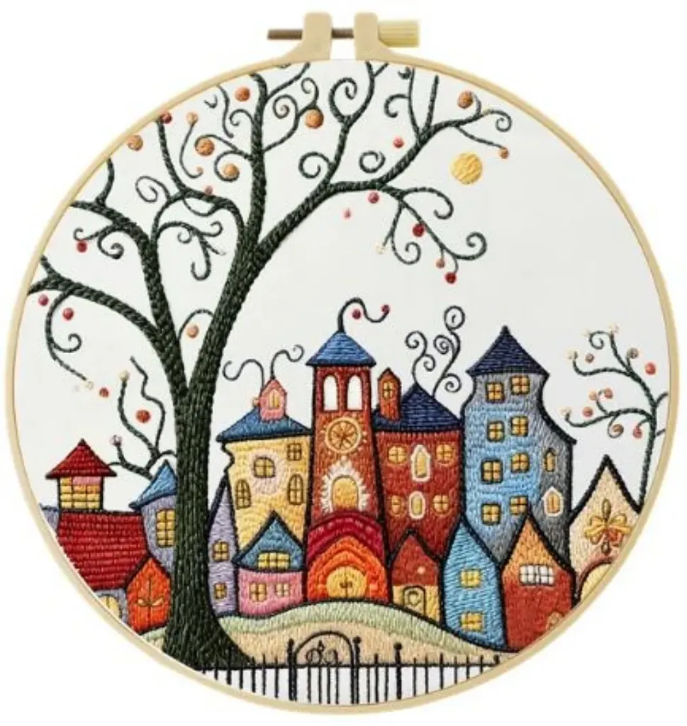 [A-SBS-CSBEGIN-CartoonCity-20] Cross Stitch Kits for Beginners | Cartoon City (20cm)