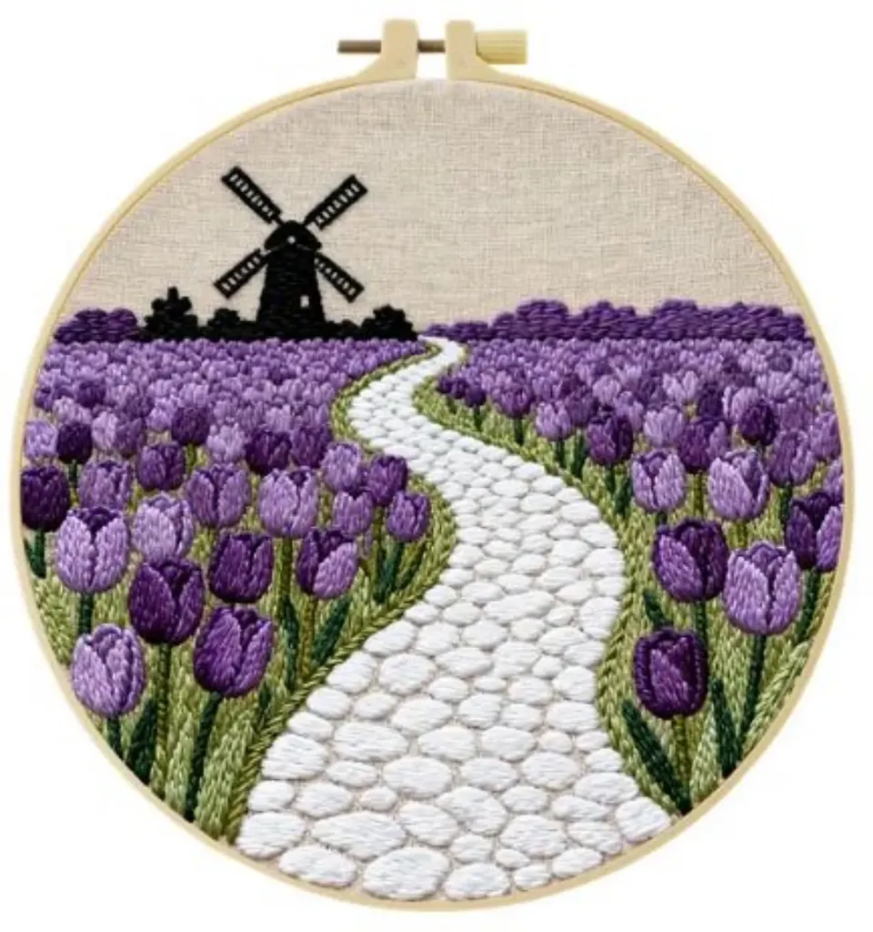 [A-SBS-CSBEGIN-PurpleTulips-20] Cross Stitch Kits for Beginners | Purple Tulips (20cm)