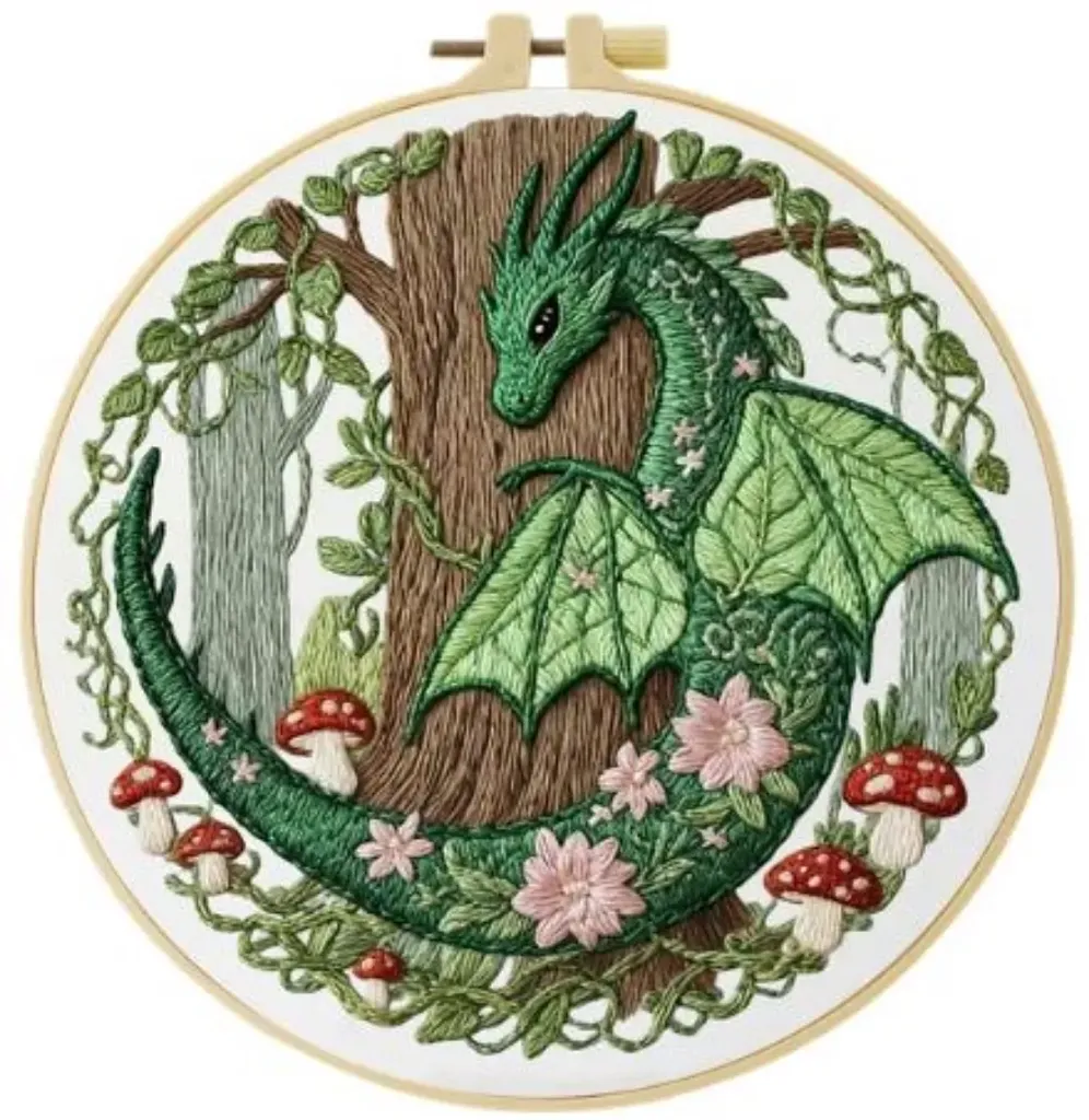 [A-SBS-CSBEGIN-GreenDragon-20] Cross Stitch Kits for Beginners | Green Dragon (20cm)