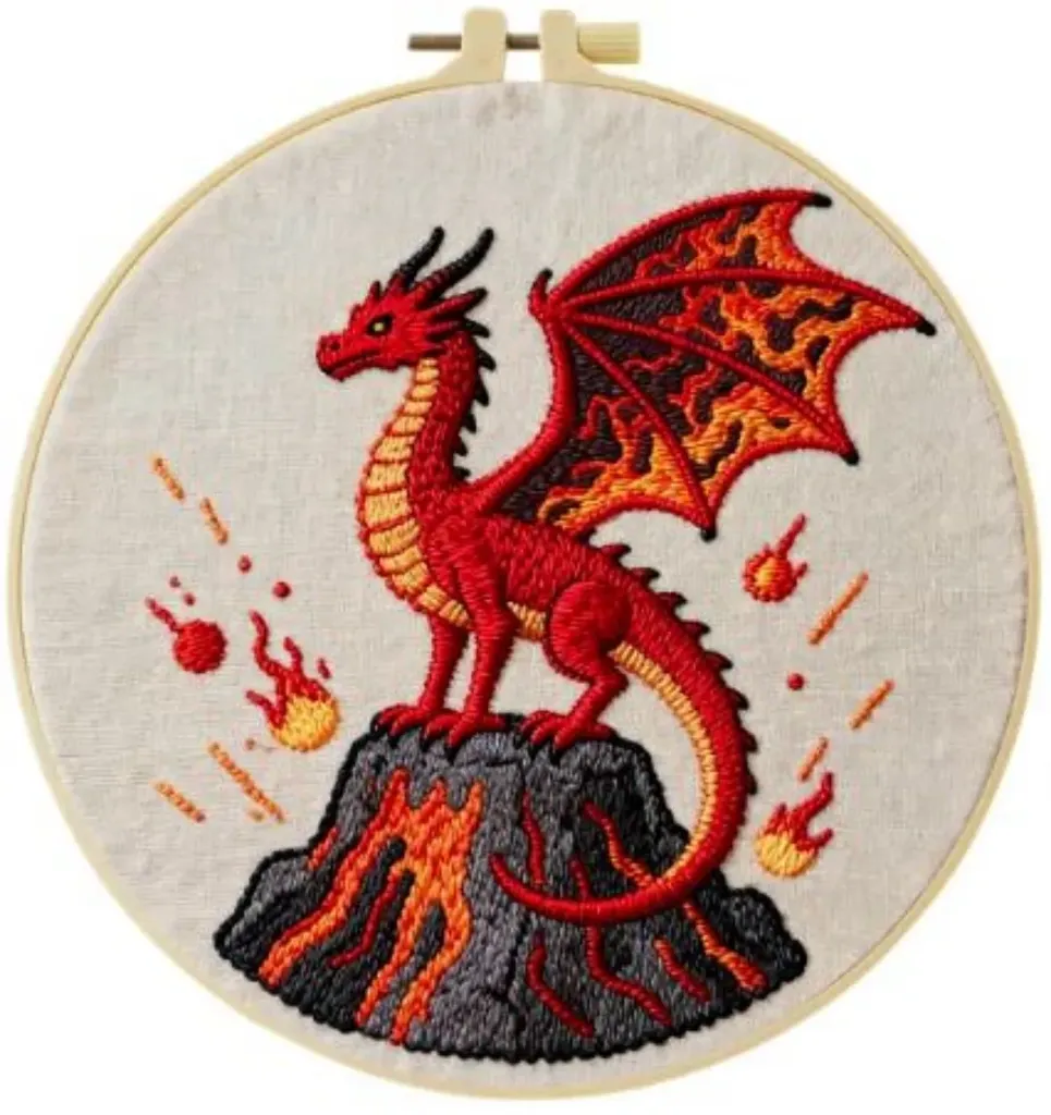 [A-SBS-CSBEGIN-RedDragon-20] Cross Stitch Kits for Beginners | Red Dragon (20cm)