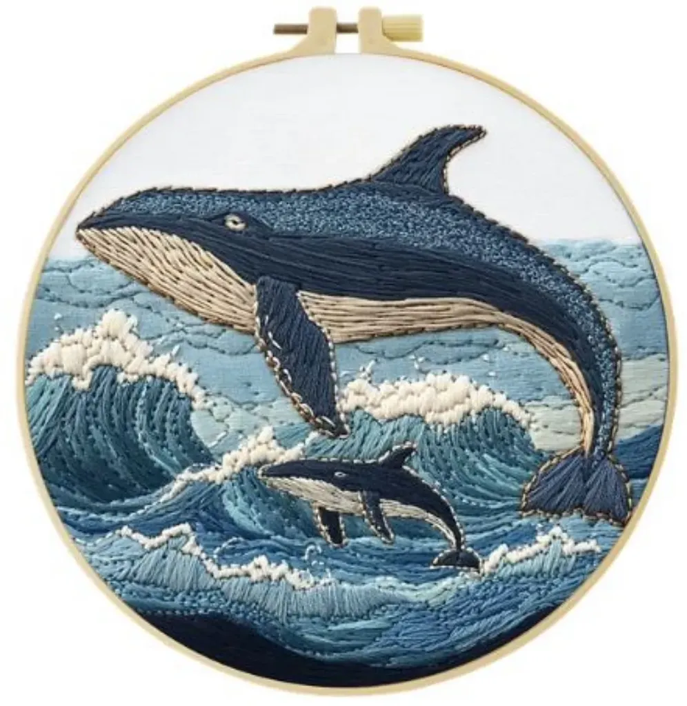 [A-SBS-CSBEGIN-Whales-20] Cross Stitch Kits for Beginners | Whales (20cm)