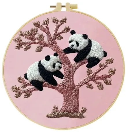 [A-SBS-CSBEGIN-PandasInTree-20] Cross Stitch Kits for Beginners | Pandas In Tree (20cm)