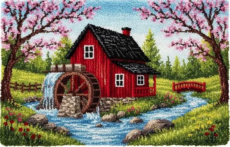 Rug Making Latch Hooking Kit | Watermill (102x69cm)