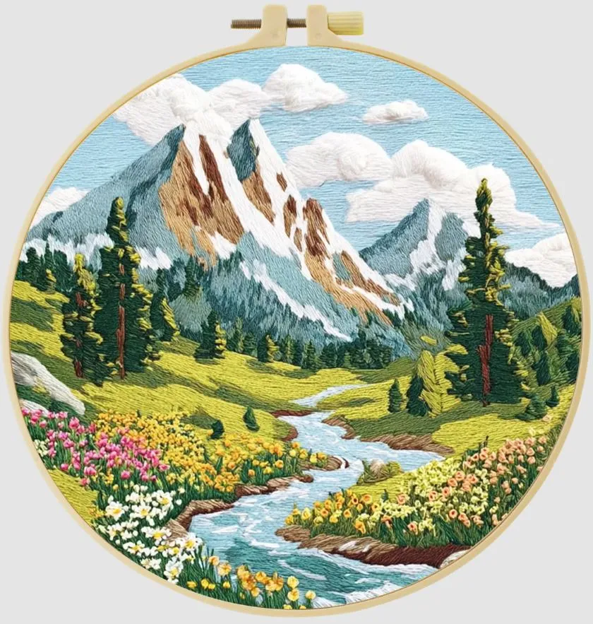 [A-TVS-CSBegin-Mountain] Cross Stitch Kits for Beginners | Mountain (20cm with frame)