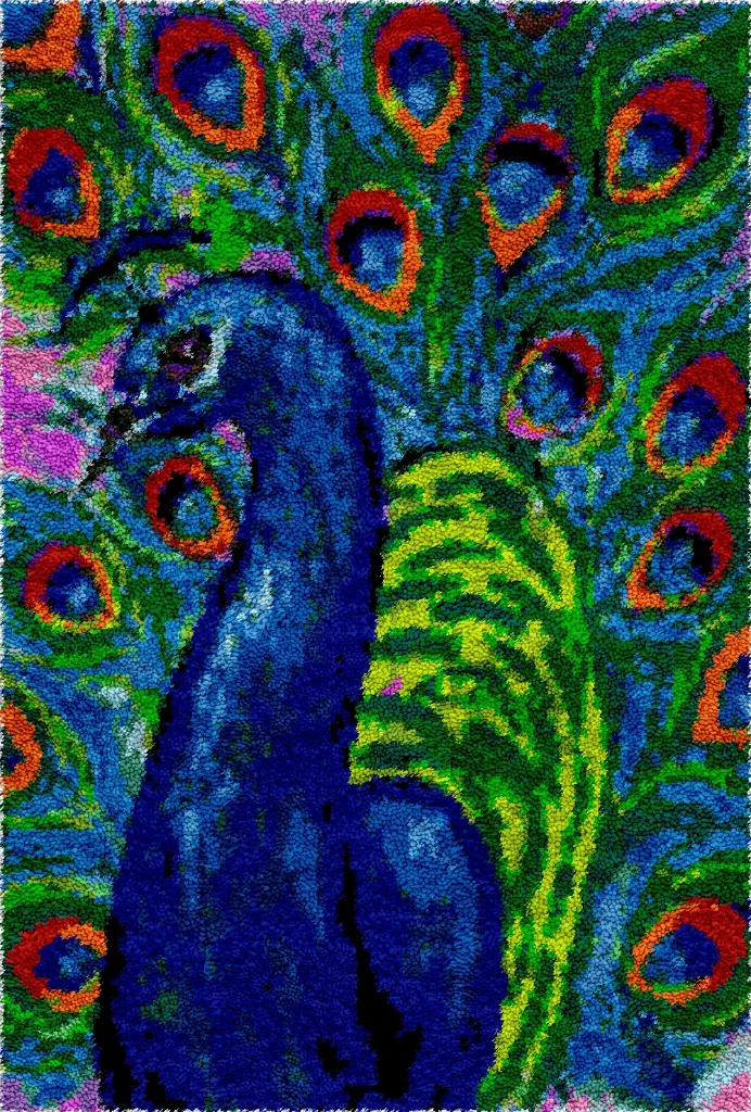 Rug Making Latch Hooking Kit | Peacock (102x69cm)