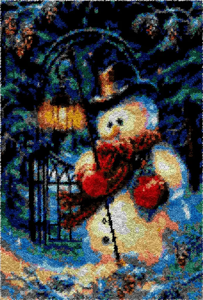 [SHU-snowman-102x69-blank] Rug Making Latch Hooking Kit | Snowman (102x69cm) (Blank Canvas)