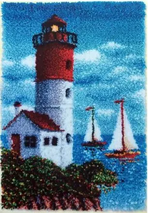 Rug Making Latch Hooking Kit | Lighthouse Sailboats (87x61cm)