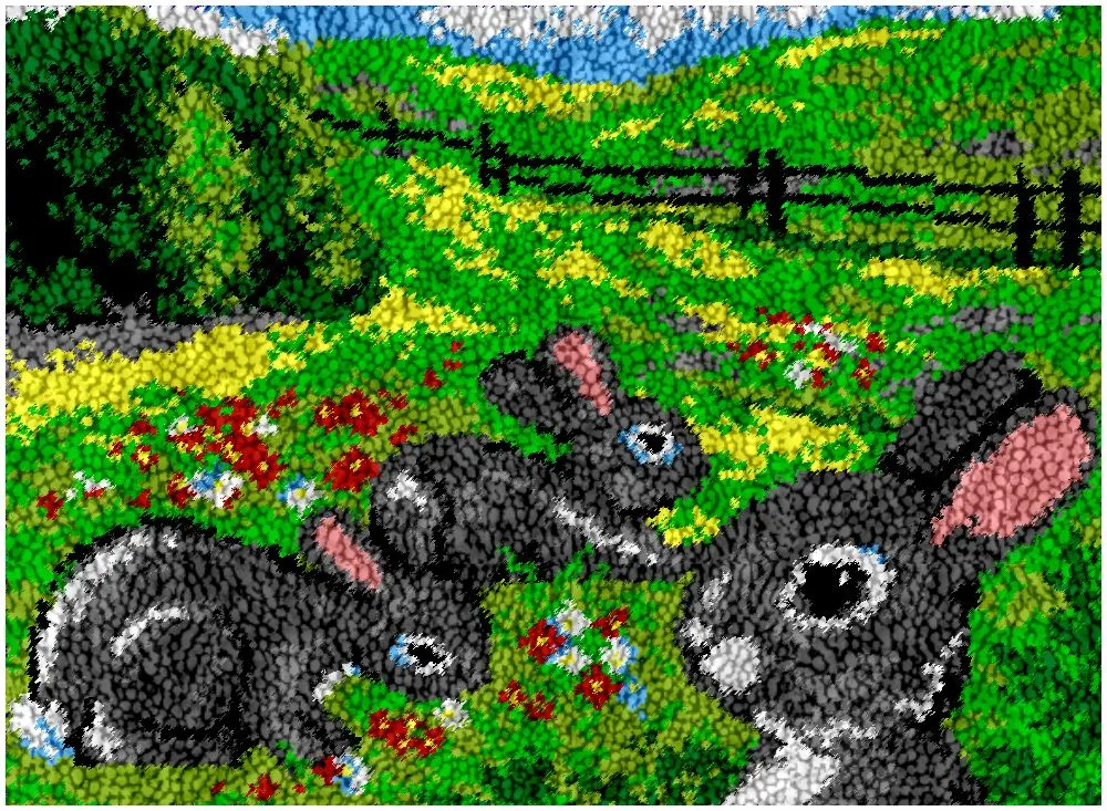 Rug Making Latch Hooking Kit | 3 Rabbits (87x61cm)
