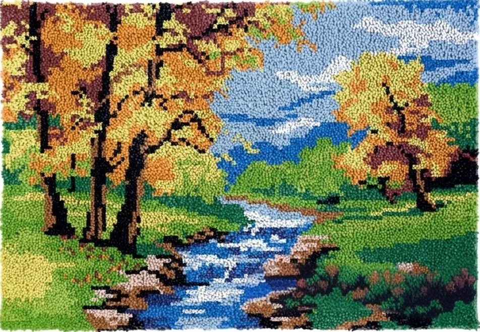 Rug Making Latch Hooking Kit | Autumn River (87x61cm)