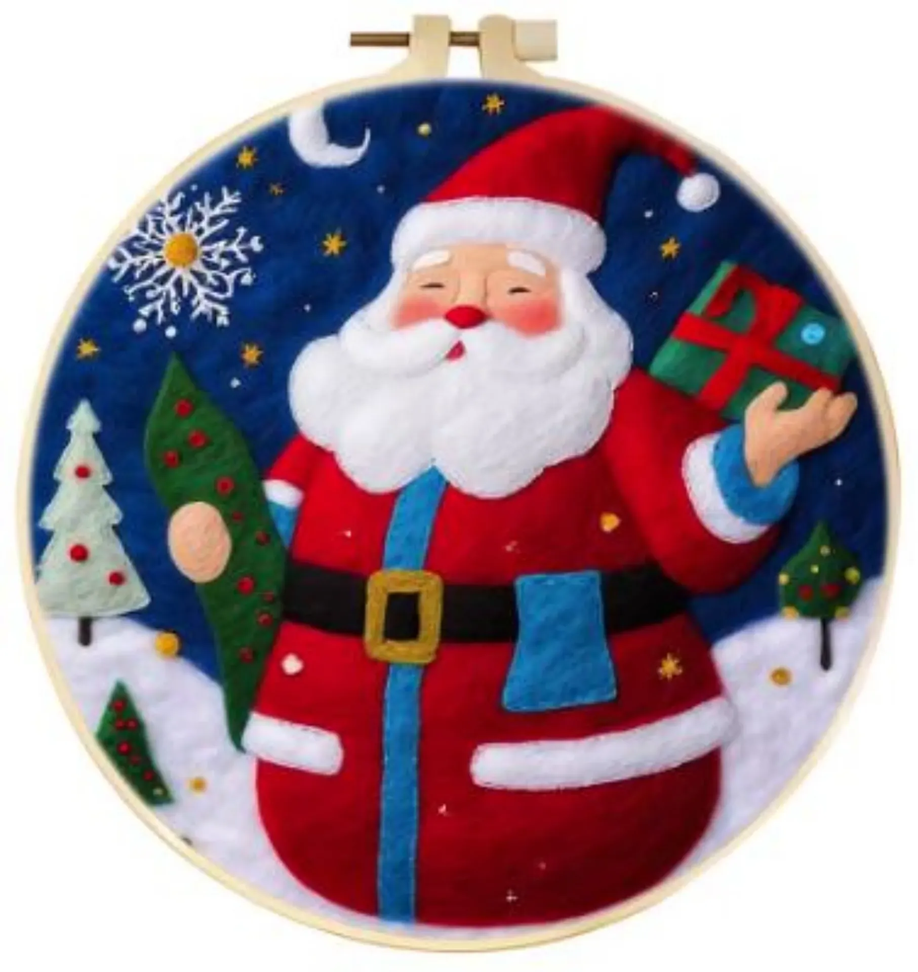 [A_GPS_WOOLBEGIN_SantaPresents_20] Wool Felting Kit for Beginners | Santa with Present (20cm with Frame)