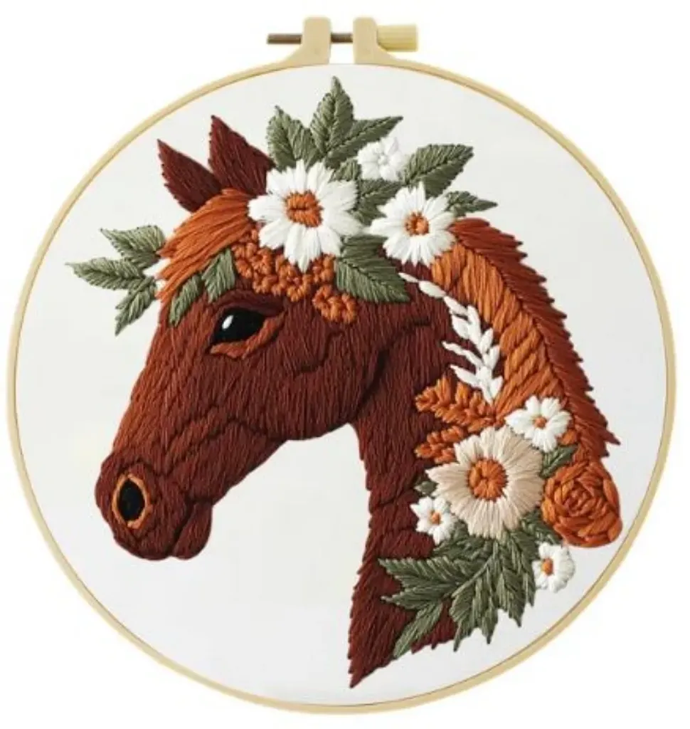 Cross Stitch Kits Embroidery Kits for Beginners | Horse (20cm with frame)