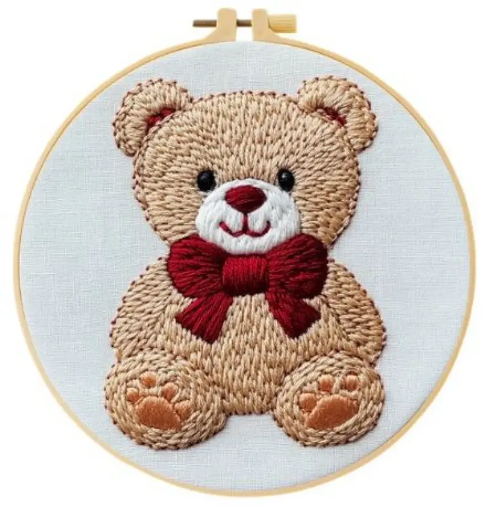 Cross Stitch Kits Embroidery Kits for Beginners | Teddy Bear (20cm with frame)
