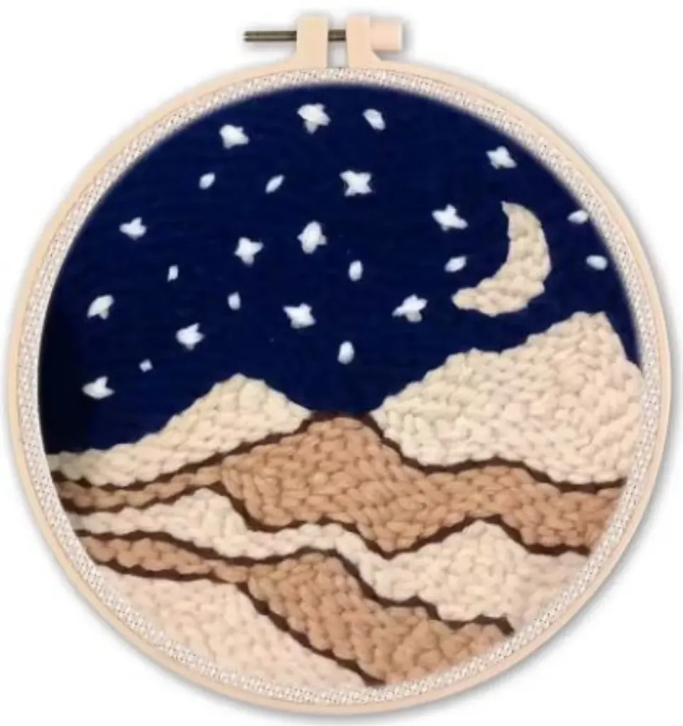 Punch Needle Kit | Starry Night (20cm Round with Frame)