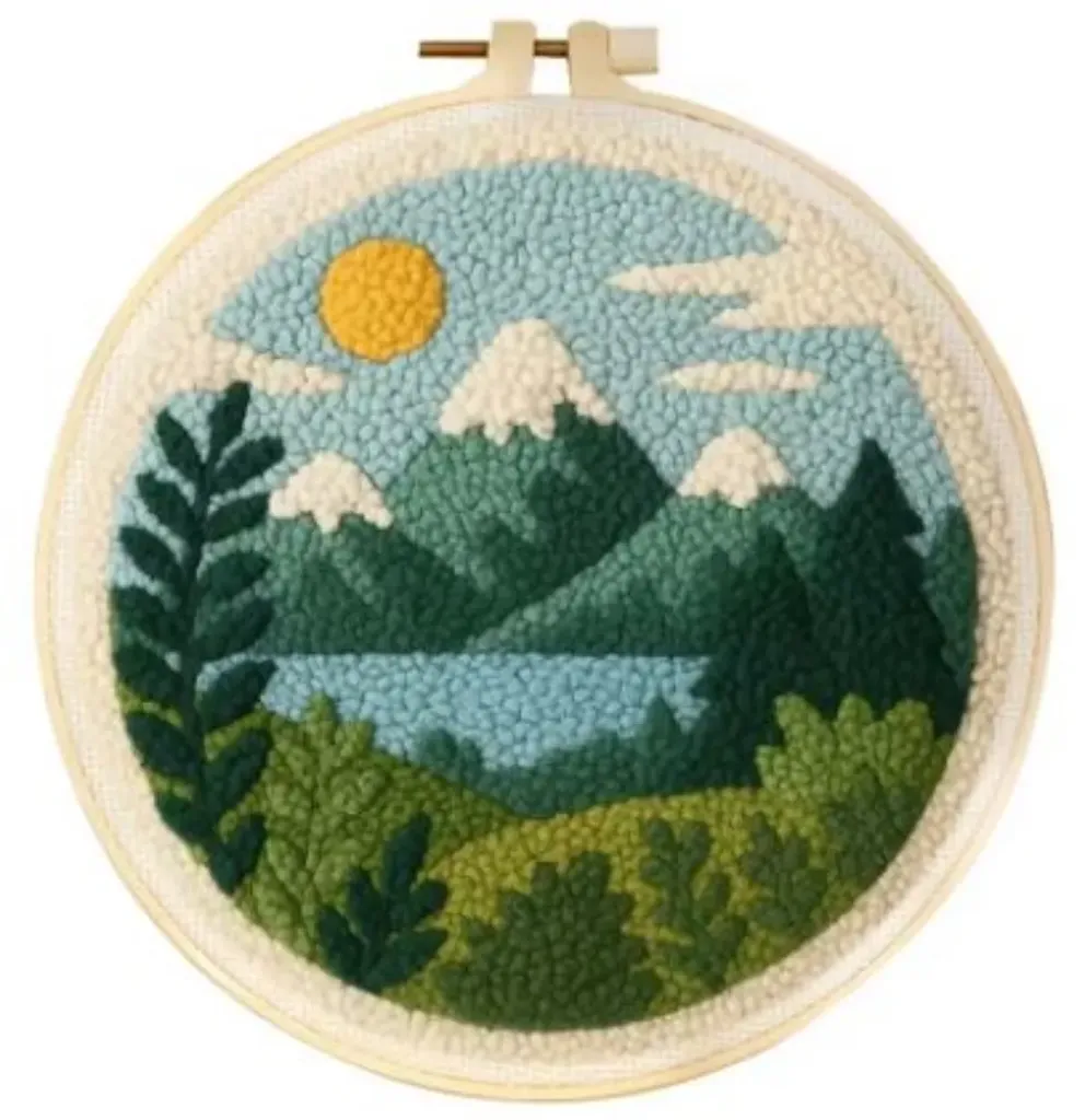 Punch Needle Kit | Mountain Scenery (20cm Round with Frame)