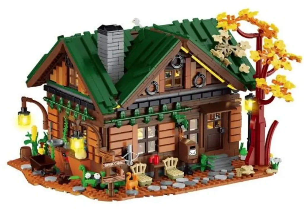 Unique No-name Building Blocks | Forest Cabin (with Light)