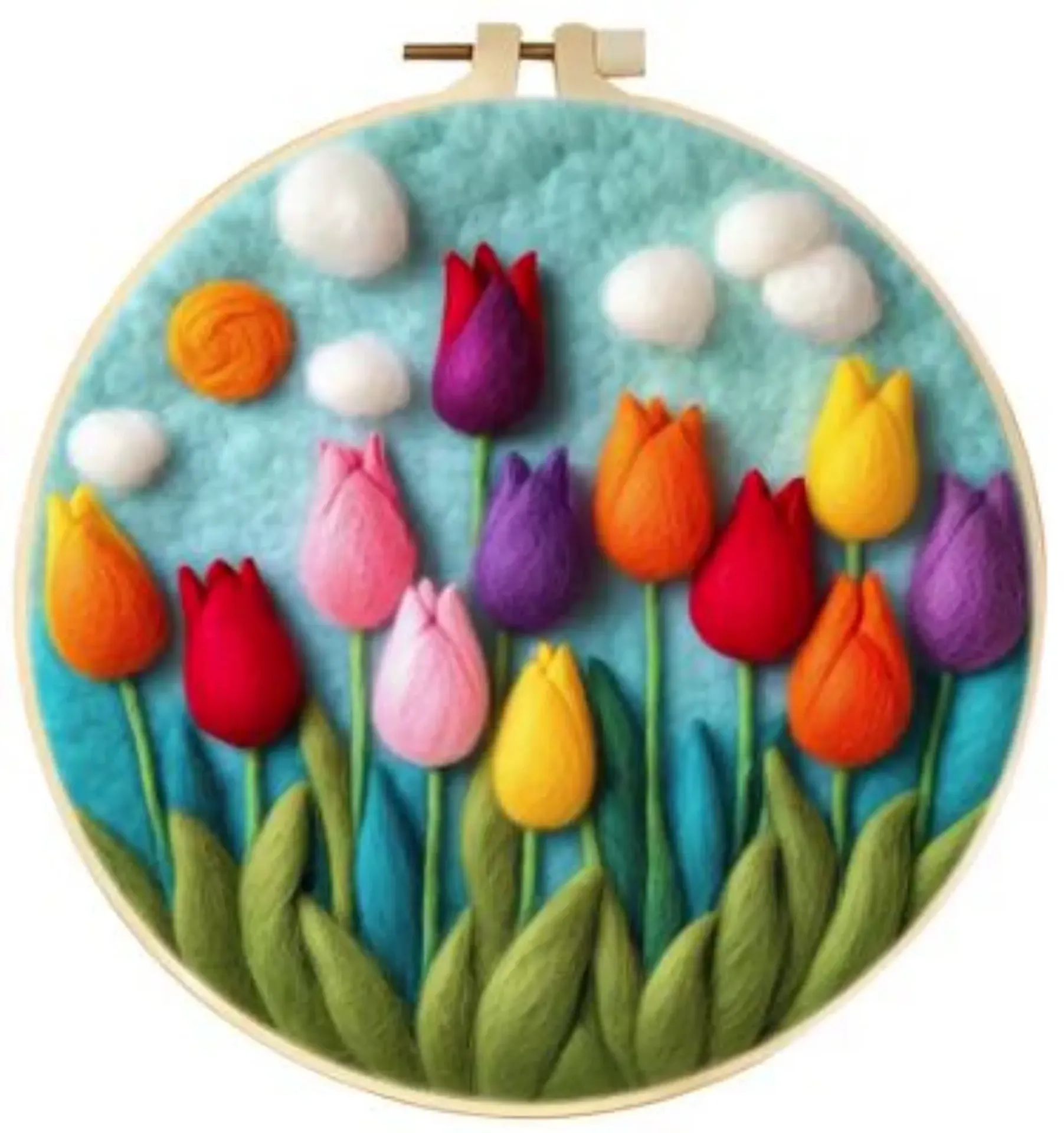 Wool Felting Kit for Beginners | Tulips (20cm with Frame)