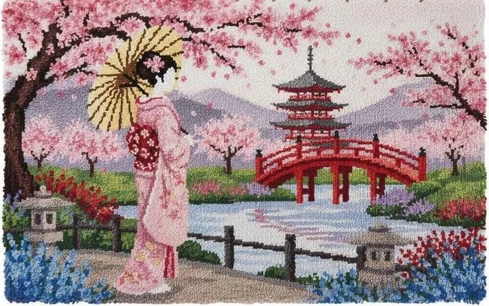 Rug Making Latch Hooking Kit | Japanese Garden (122x92cm)