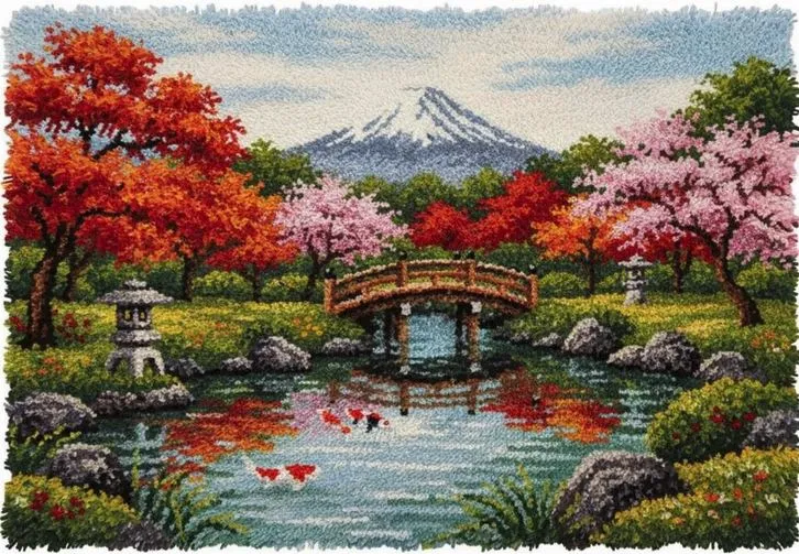 Rug Making Latch Hooking Kit | Japanese Mountain (122x92cm)