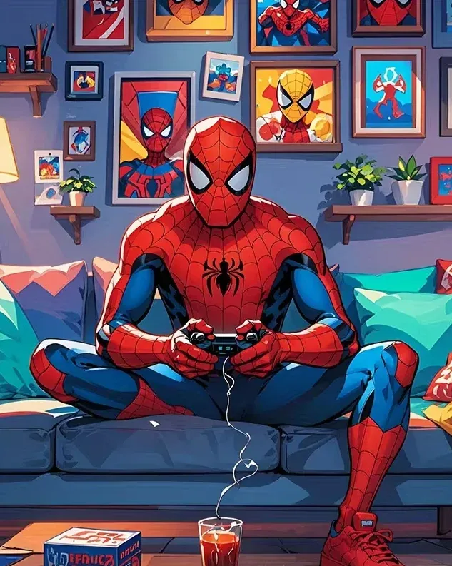Spider-man Play Video Games Puzzle (2000 pieces 100x70cm)