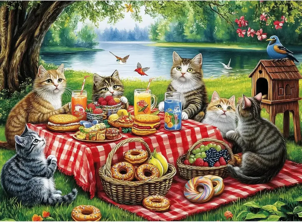 Cat Picnic Puzzle (2000 pieces 100x70cm)