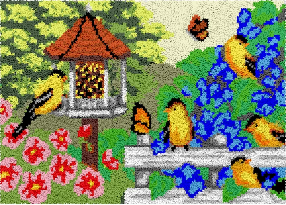 Rug Making Latch Hooking Kit | Birds Feeding (115x80cm)