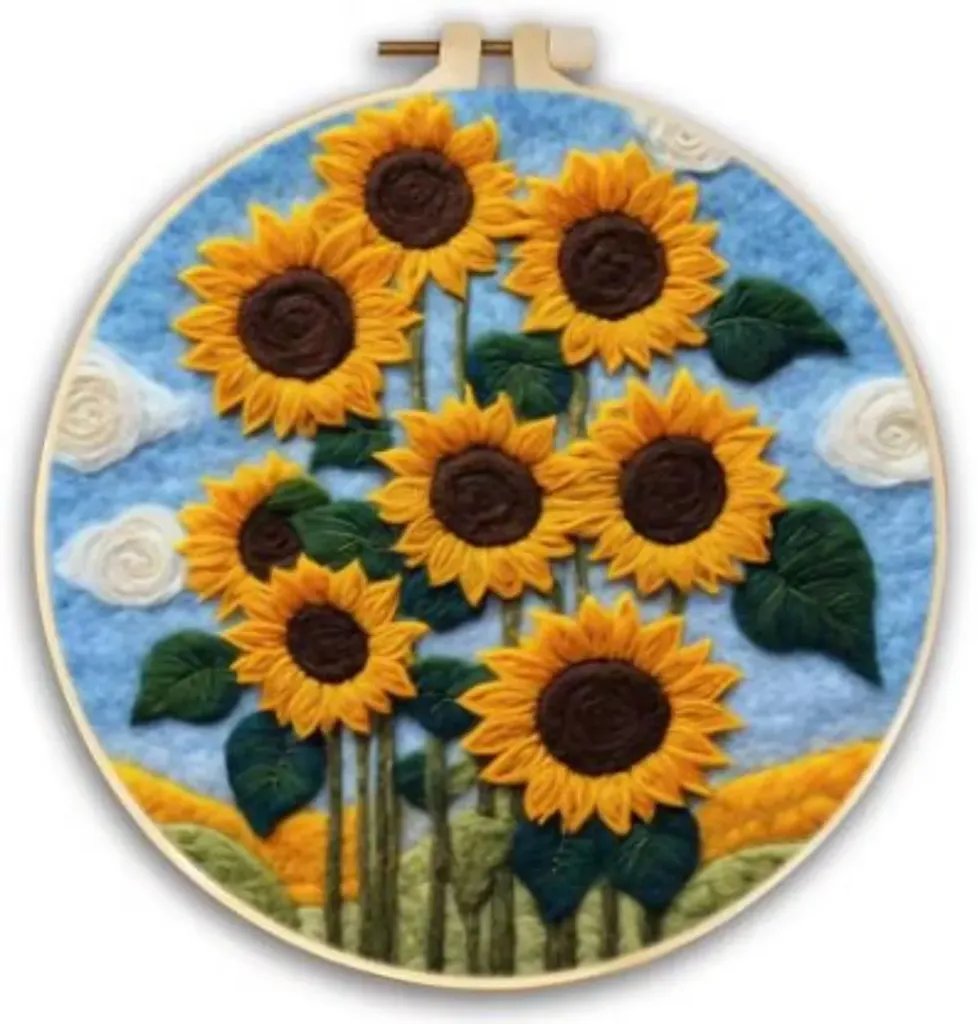 Wool Felting Kit for Beginners | Sunflowers (20cm with Frame)