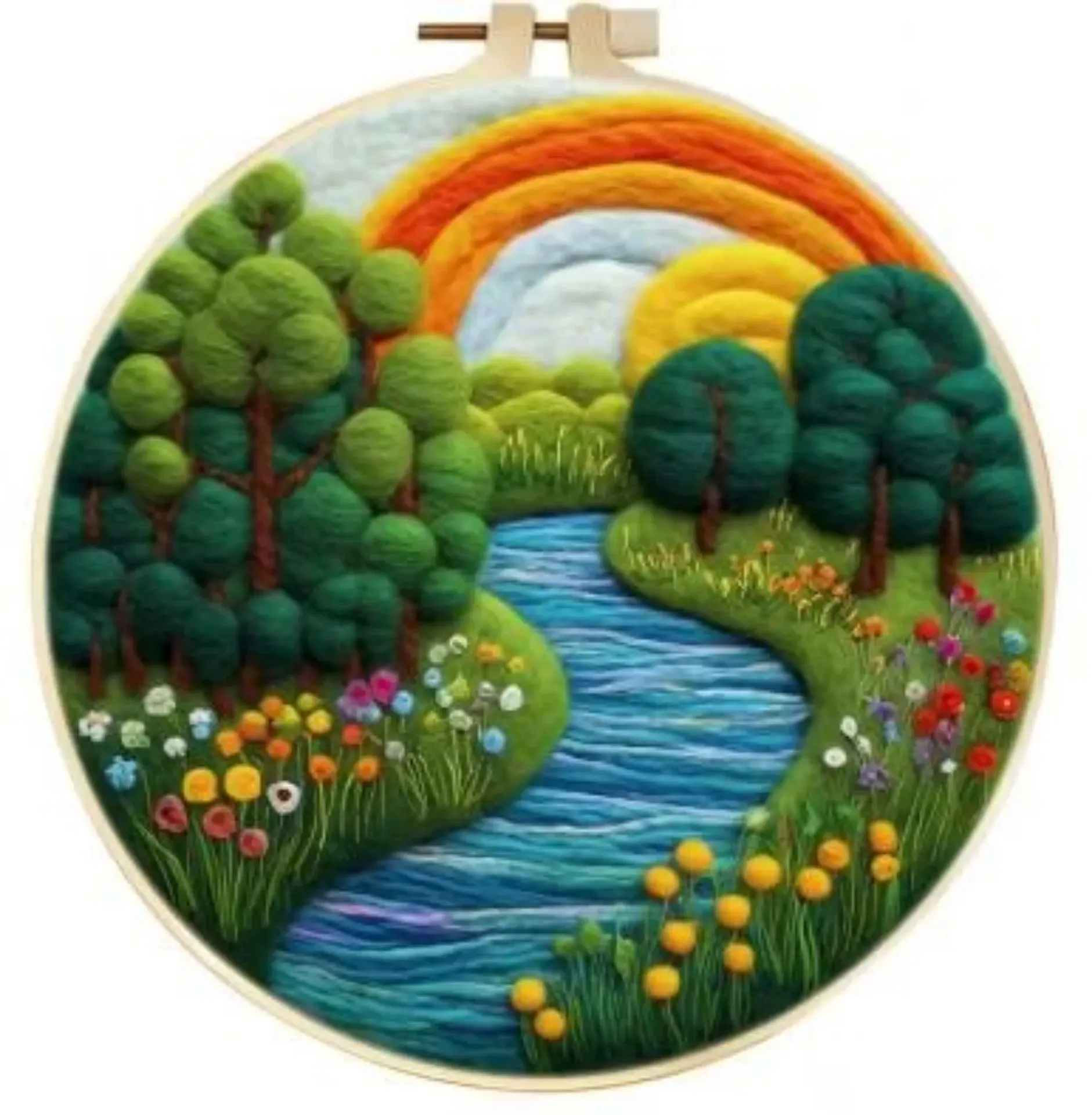 Wool Felting Kit for Beginners | River Rainbow (20cm with Frame)