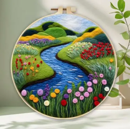 Wool Felting Kit for Beginners | River Flowers (20cm with Frame)