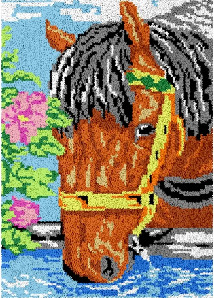 Rug Making Latch Hooking Kit | Horse Drinking (115x80cm)