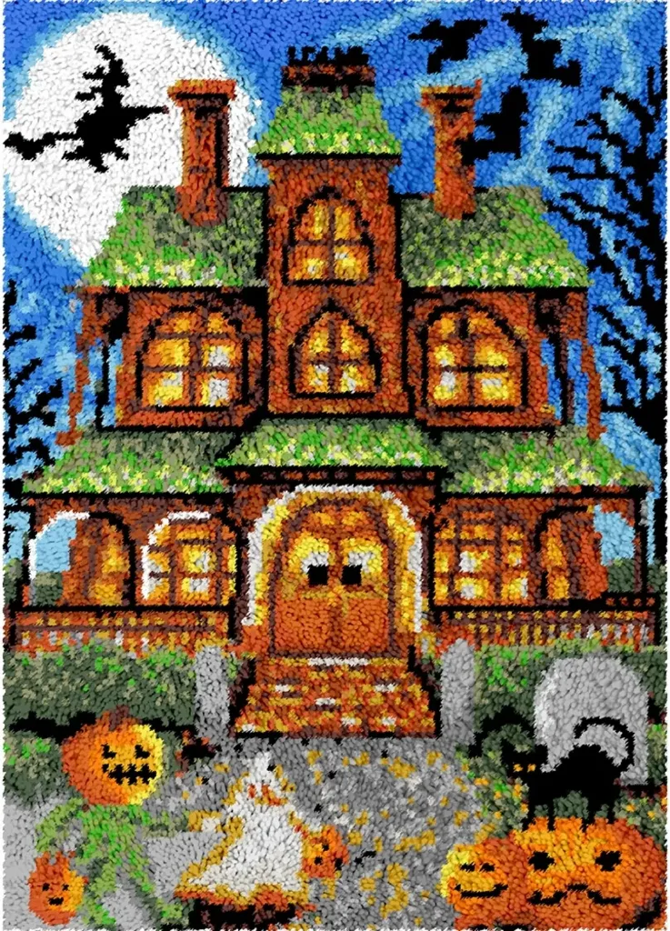 Rug Making Latch Hooking Kit | Halloween Haunted House (87x61cm)