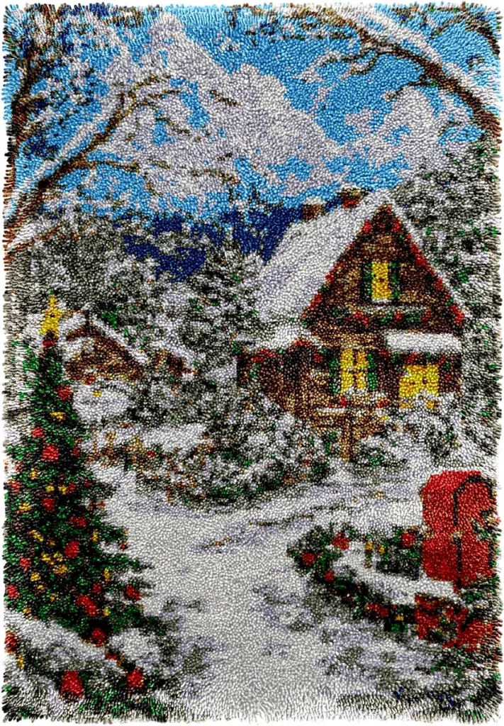 [SHU-ChristmasCountry-115x80-blank] Rug Making Latch Hooking Kit | Christmas in Country (115x80cm) (Blank Canvas)