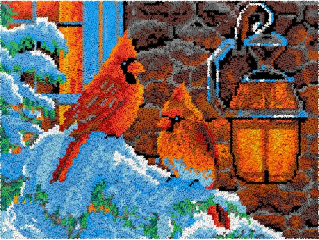 Rug Making Latch Hooking Kit | Winter Cardinals (115x80cm)