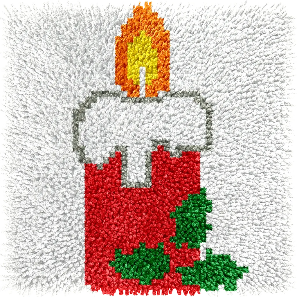 [A-SHU-children-30x30-Candle-DS104] Children’s Rug Making Latch Hooking Kit | Candle (30x30cm)